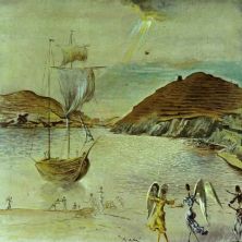 Haga click para ver la imagen ampliada 1950_04_landscape of port lligat with homely angels and fisherman 1950.jpg
